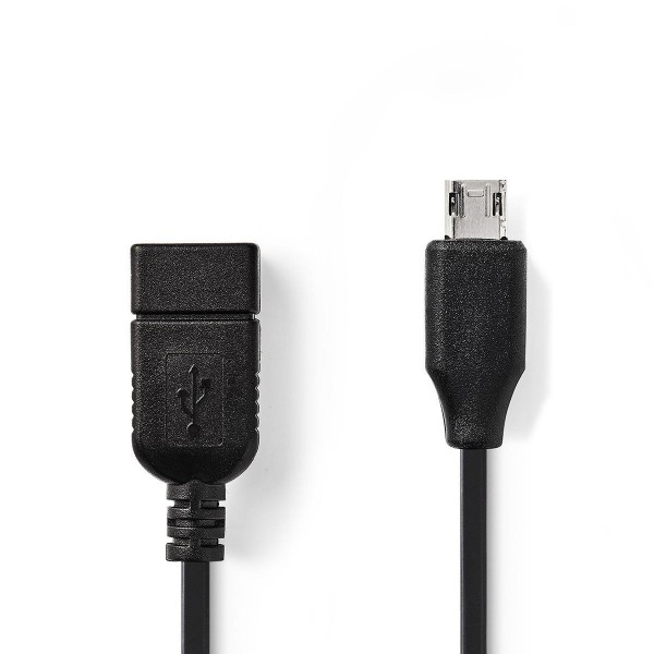 USB-Adapter | USB 2.0 | USB Micro B Stecker | USB-A Buchse | Vernickelt | Gerade | 0.20 m | flach |