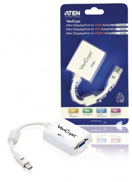 Mini Displayport-Kabel Mini Displayport Stecker - VGA male 0.15 m Weiss