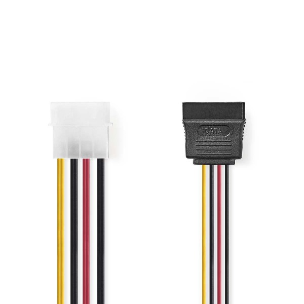 Interne Stromkabel | Molex Stecker | 2x SATA 15-Pin-Buchse | Vergoldet | 0.20 m | rund | PVC | Versc