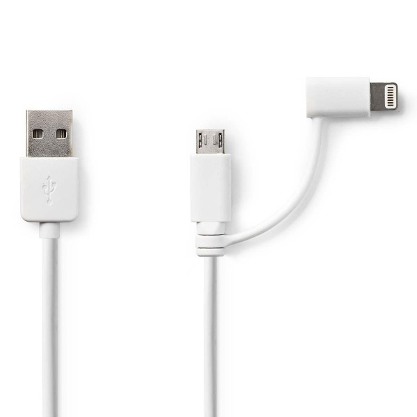 2 in 1-Kabel | USB 2.0 | USB-A Stecker | Apple Lightning 8-Pin / USB Micro B Stecker | 480 Mbps | 1.