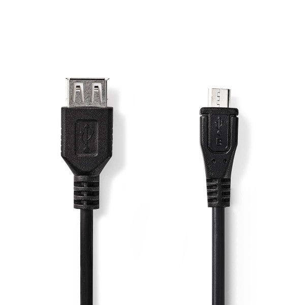 USB-Adapter | USB 2.0 | USB Micro B Stecker | USB-A Buchse | Vernickelt | Gerade | 0.20 m | rund | P