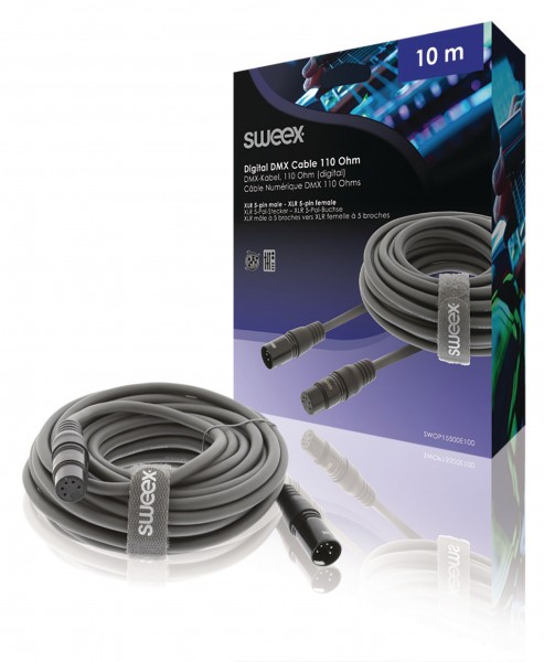 XLR-Digital-Kabel Stecker XLR 5-polig - Buchse XLR 5-polig 10.0 m Dunkelgrau