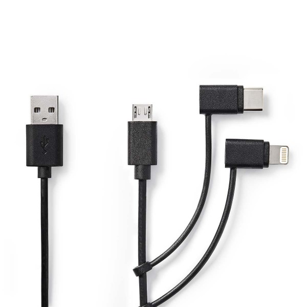 3 in 1-Kabel | USB 2.0 | USB-A Stecker | Apple Lightning 8-Pin / Type-C™ / USB Micro B Stecker | 480