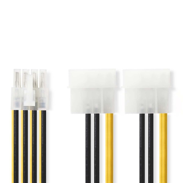Interne Stromkabel | EPS 8-Pin Stecker | 2x Molex Stecker | Vergoldet | 0.20 m | rund | PVC | Gelb/S