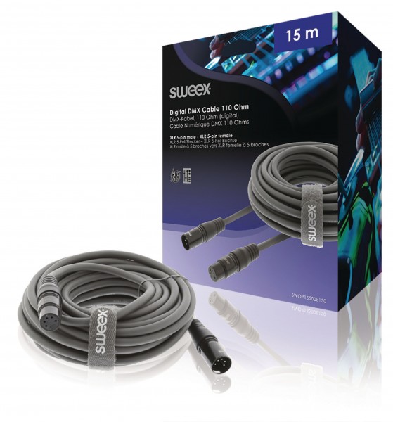 XLR-Digital-Kabel Stecker XLR 5-polig - Buchse XLR 5-polig 15.0 m Dunkelgrau