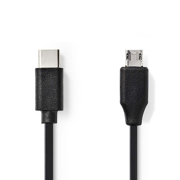 USB-Kabel | USB 2.0 | USB-Typ-C ™ Stecker | USB Micro-B Stecker | 480 Mbps | 60 W | Vernickelt | 1.0